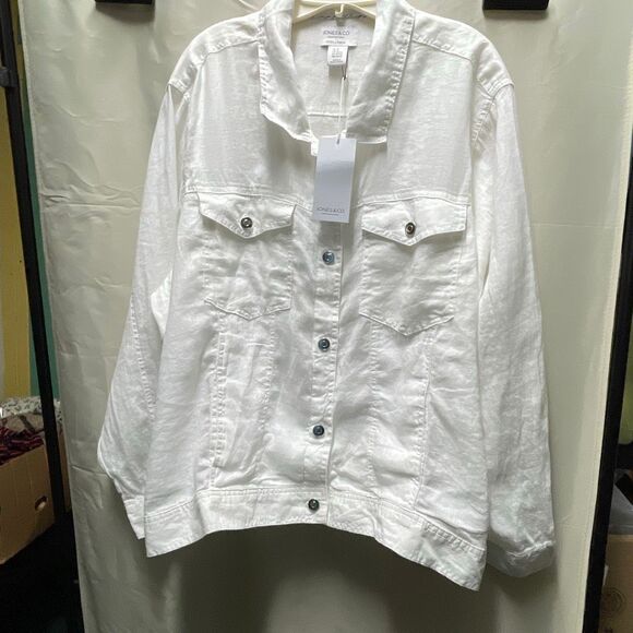 NWT Jones New York size 3X white Linen jacket - Picture 5 of 10